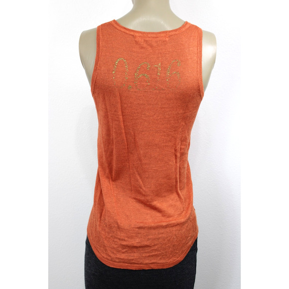 Knitted by IKKS Women's Sleeveless Orange Knit Sweater 0.616 Decoration Linen S - Picture 4 of 10